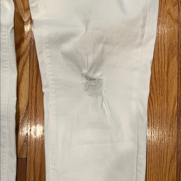 White Straight-Leg Cropped Size 12 Distressed Denim Jeans - Picture 5 of 10